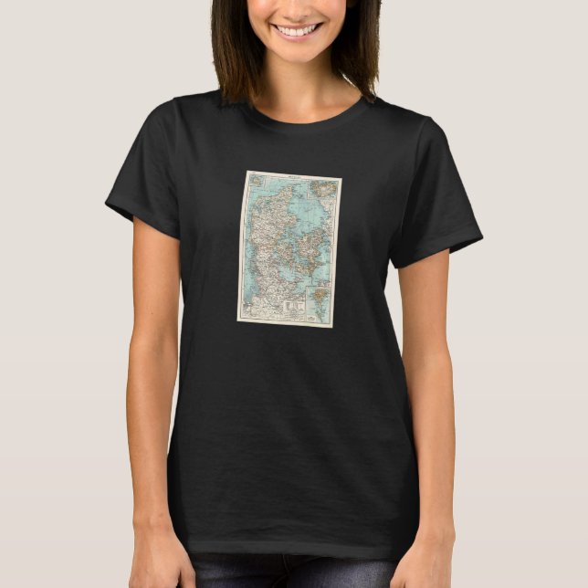 T-shirt Carte ancienne du Danemark 1900 (Devant)