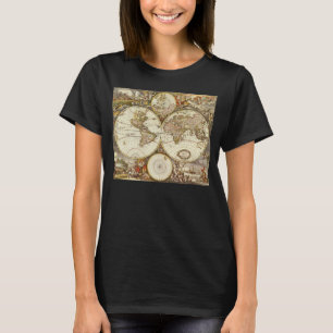 T-shirt Carte ancienne du Monde de Frederick de Wit, vers 