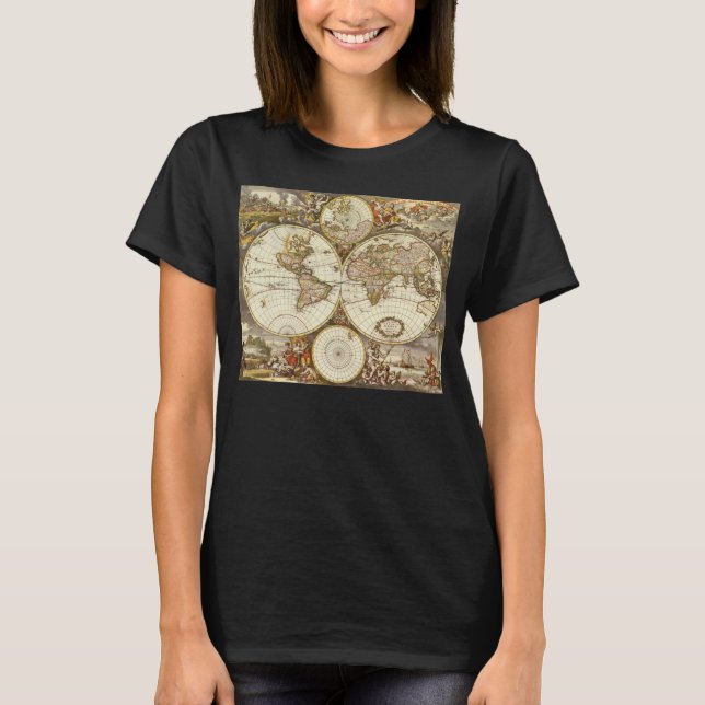 T-shirt Carte ancienne du Monde de Frederick de Wit, vers  (Devant)
