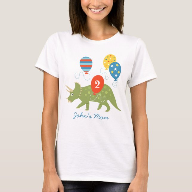 T-shirt Carte Anniversaire Dinosaur Triceratops Maman Pare (Devant)
