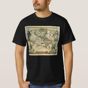 T-shirt Carte antique, 1596, America Sive Novus Orbis