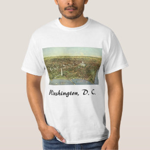 T-shirt Carte antique avec une vue panoramique de Washingt