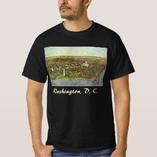 T-shirt Carte antique avec une vue panoramique de Washingt