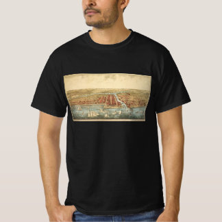 T-shirt Carte antique de Chicago, rue LaSalle et rivière