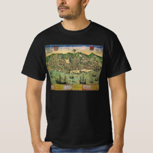 T-shirt Carte antique de Lisbonne, Portugal par Braun/Hoge