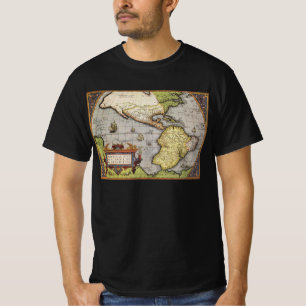T-shirt Carte antique du monde : les Amériques par Abraham