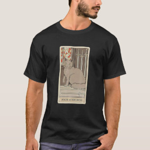 T-shirt Carte Arot Quatre D'Épées Et Chat Graphique Cosmiq