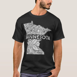 T-shirt Carte artistique Mandala du Minnesota avec texte e
