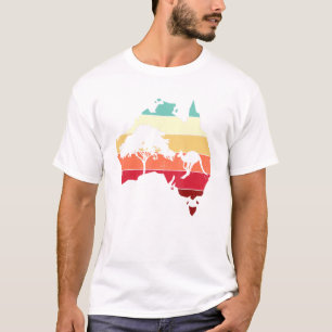 T-shirt Carte Australie cool Kangaroo Rainbow Australian A