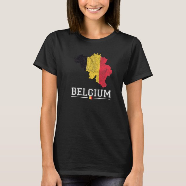 T-shirt Carte Belge Et Drapeau Souvenir Distorti Belgique (Devant)