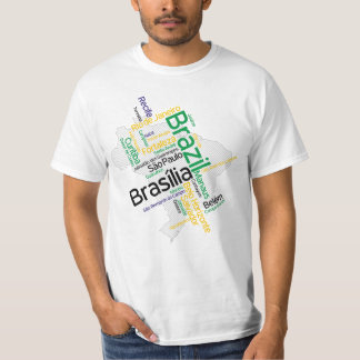 T-shirt Carte Brésil Silhouette Ville Noms Mot Cloud