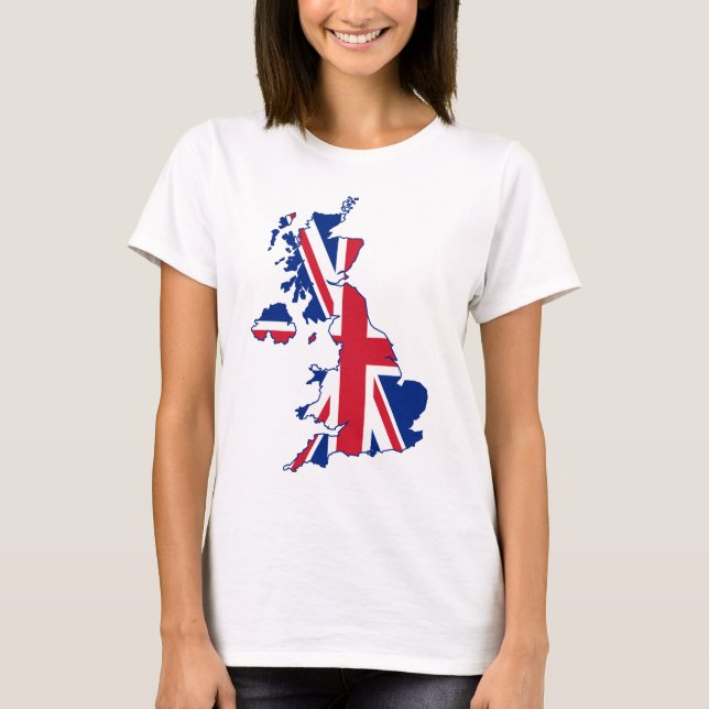 T-shirt Carte BRITANNIQUE de drapeau (Devant)