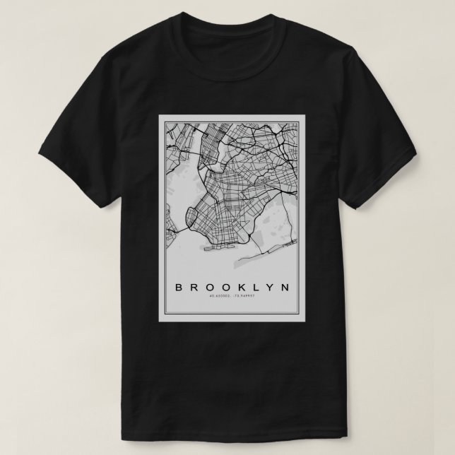 T-shirt Carte Brooklyn Illustration (Design devant)
