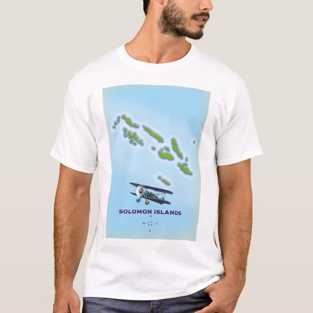 T-shirt Carte cartographique des îles Salomon. (Devant)