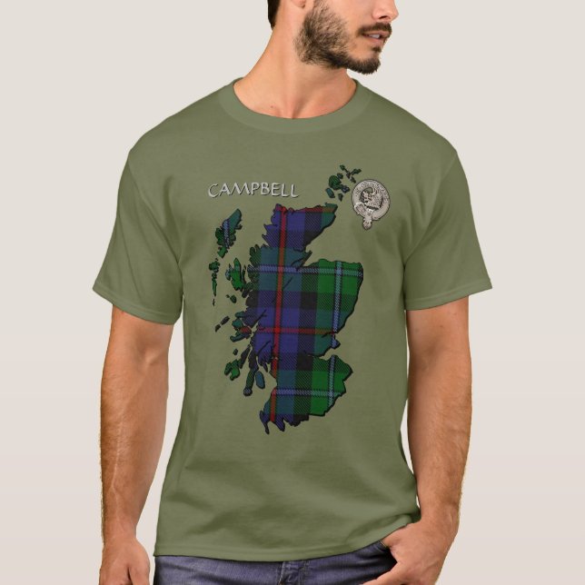 T-shirt Carte Clan Campbell Crest & Cawdor Tartan (Devant)
