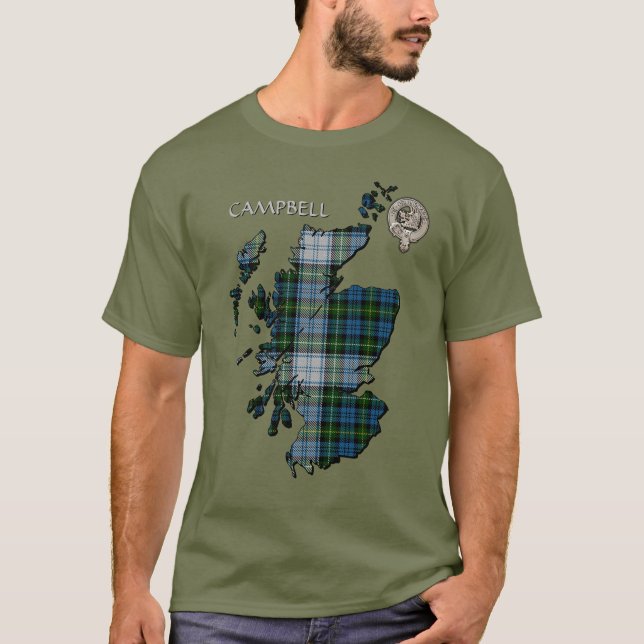 T-shirt Carte Clan Campbell Crest & Dress Tartan (Devant)