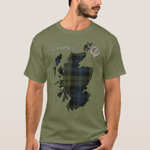 T-shirt Carte Clan Campbell Crest & Tartan