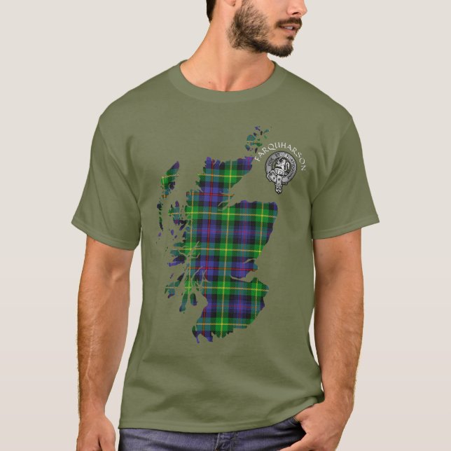 T-shirt Carte Clan Farquharson Crest & Tartan (Devant)