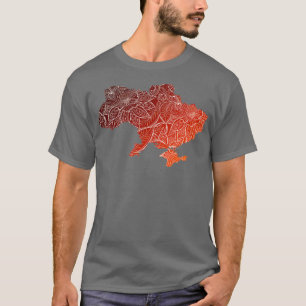 T-shirt Carte colorée de l'art mandala en Ukraine avec le