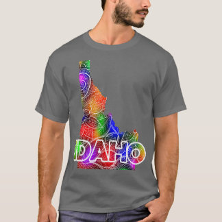 T-shirt Carte colorée de l'Idaho en mandala avec texte en