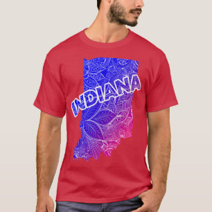 T-shirt Carte colorée de l'Indiana avec texte en b