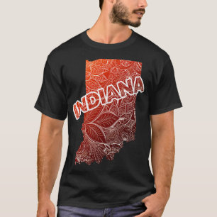 T-shirt Carte colorée de l'Indiana avec texte en b