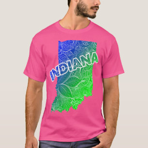 T-shirt Carte colorée de l'Indiana avec texte en b