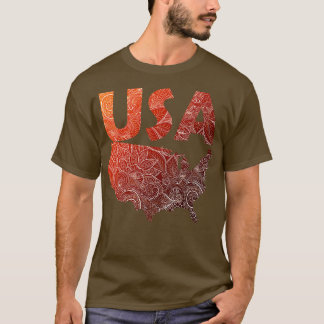 T-shirt Carte colorée de mandala art des Etats-Unis d'A