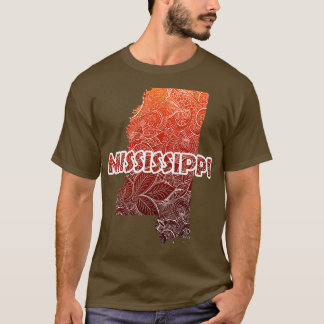 T-shirt Carte colorée de mandala art du Mississippi avec t