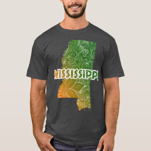 T-shirt Carte colorée de mandala art du Mississippi avec t