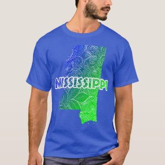 T-shirt Carte colorée de mandala art du Mississippi avec t