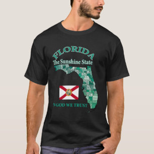 T-shirt Carte Colorée Du Comté D'État De Floride Avec Surn