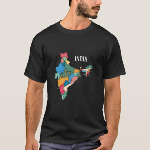 T-shirt Carte colorée Inde Pays Continent Géographie