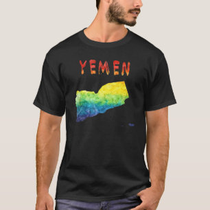 T-shirt Carte colorée isolée du Yémen en aquarelle Colorfu