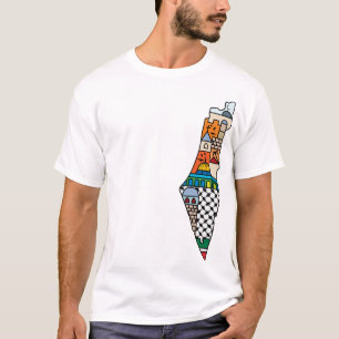 T-shirt Carte colorée palestinienne Palestine Kufiya Motif