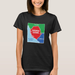 T-shirt Carte colorée simplifiée de la Sierra Leone Voisin