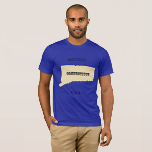 T-shirt - Carte Connecticut avec ville