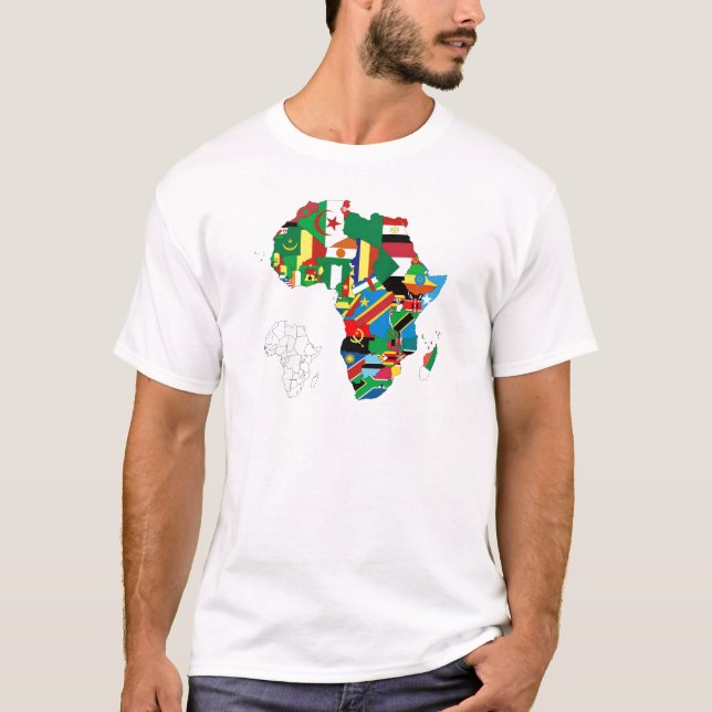 T-shirt Carte continente de drapeau de l'Afrique (Devant)