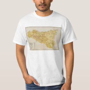 T-shirt Carte d'activité de Mafia en Sicile Italie 1900
