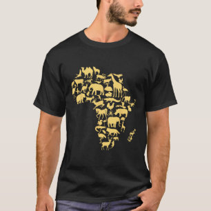 T-shirt Carte d'Afrique Animaux Mélanine Africain Histoire