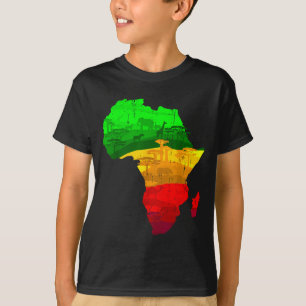T-shirt Carte d'Afrique fière verte jaune rouge fierté afr