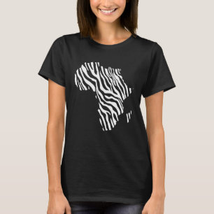 T-shirt Carte d'Afrique remplie d'impression de rayures bl