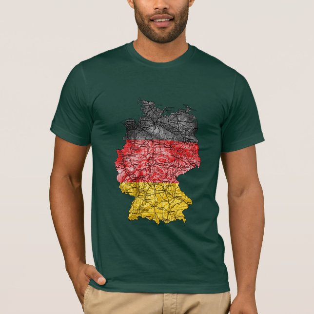 T-Shirt carte d'Allemagne couleur du drapeau (Devant)
