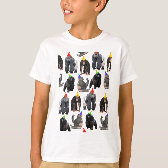 T-shirt Carte d'anniversaire de Primate Gorilla et Chimpan (Devant)