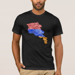T-Shirt carte d'Arménie couleur de drapeau