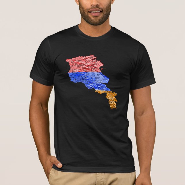 T-Shirt carte d'Arménie couleur de drapeau (Devant)