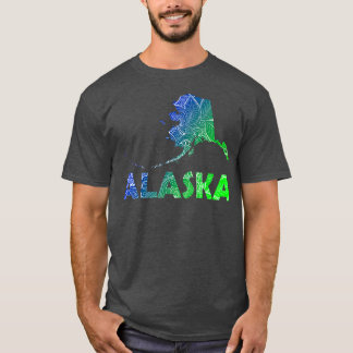 T-shirt Carte d'art de mandala colorée de l'Alaska avec te