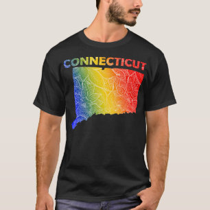 T-shirt Carte d'art de mandala colorée du Connecticut avec