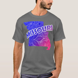 T-shirt Carte d'art de mandala colorée du Missouri avec te