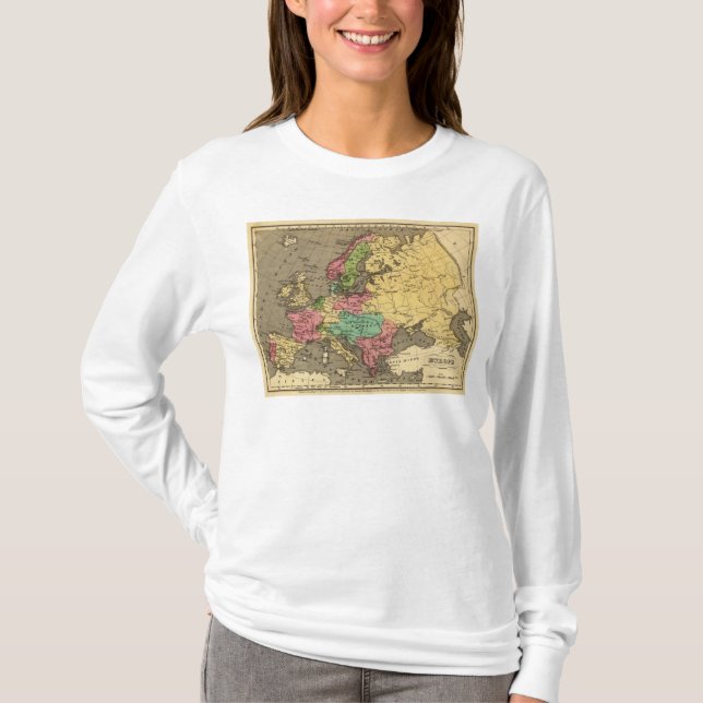 T-shirt Carte d'atlas couleur de main de l'Europe (Devant)